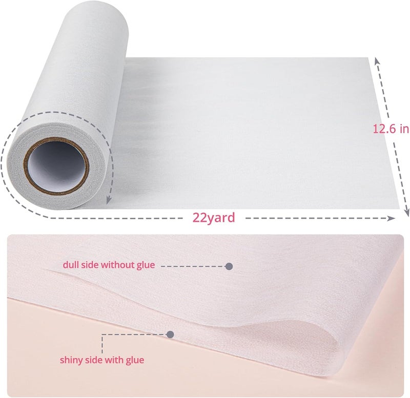 HTVRONT واجهة قابلة للالتصاق خفيفة الوزن للخياطة - 12.6 بوصة * 22 ياردة قماش واجهة غير منسوجة للخياطة، واجهة قابلة للالتصاق للحرف اليدوية، الخياطة، الحرف اليدوية DIY، - Image 3